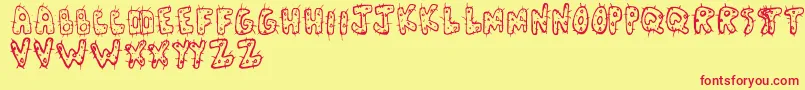 Cactus-Schriftart – Rote Schriften auf gelbem Hintergrund