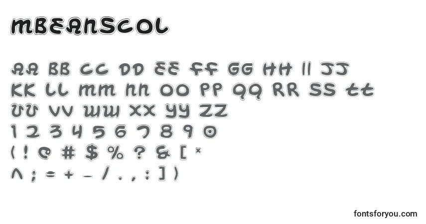 Schriftart Mbeanscol – Alphabet, Zahlen, spezielle Symbole