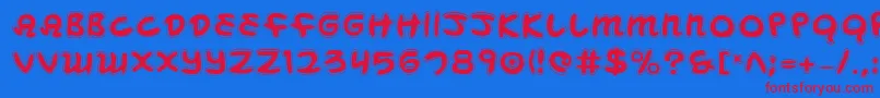 Mbeanscol Font – Red Fonts on Blue Background