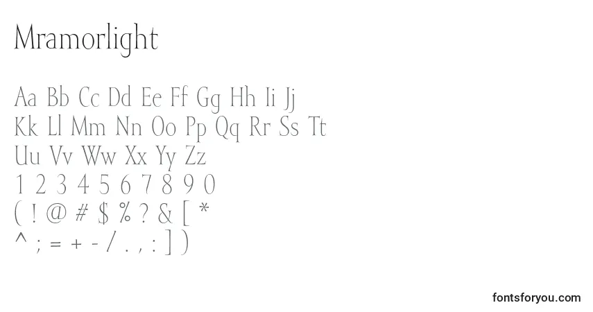 Шрифт Mramorlight – алфавит, цифры, специальные символы