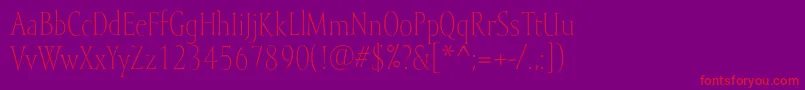フォントMramorlight – 紫の背景に赤い文字