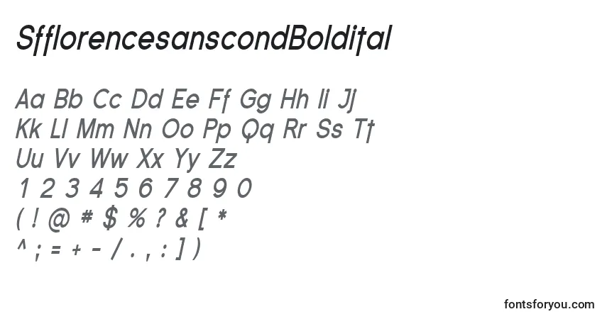 SfflorencesanscondBolditalフォント–アルファベット、数字、特殊文字