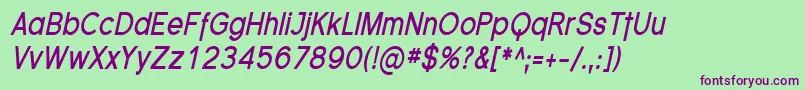 SfflorencesanscondBoldital Font – Purple Fonts on Green Background