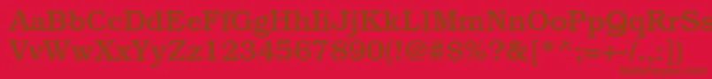 BookmanstdMedium-Schriftart – Braune Schriften auf rotem Hintergrund