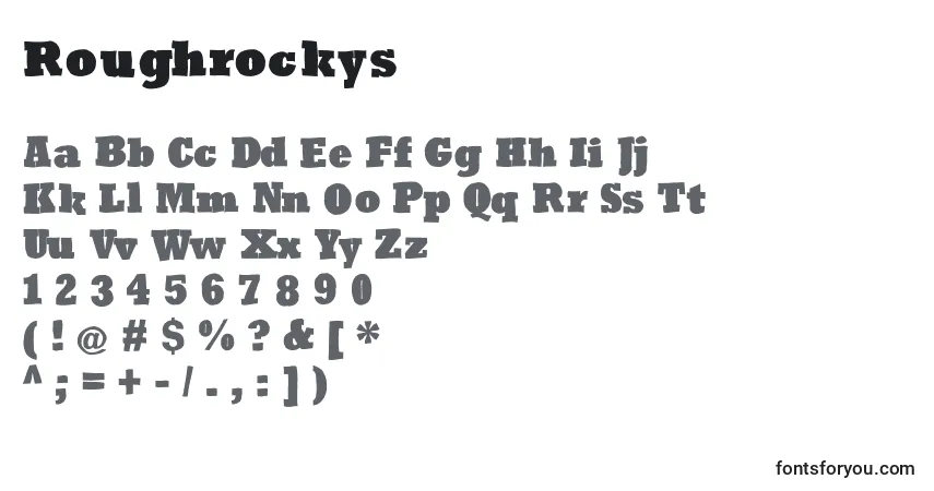 Schriftart Roughrockys – Alphabet, Zahlen, spezielle Symbole