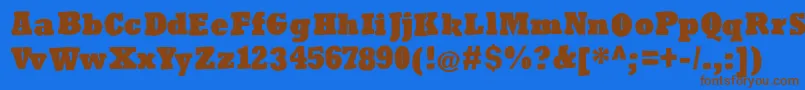 Roughrockys-Schriftart – Braune Schriften auf blauem Hintergrund