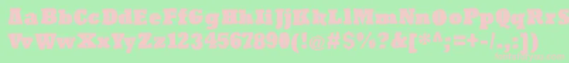 Roughrockys-fontti – vaaleanpunaiset fontit vihreällä taustalla