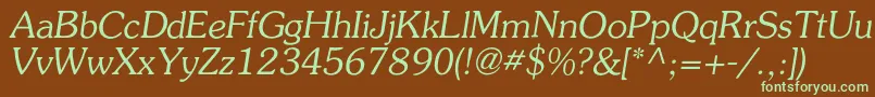 AgpresquirecItalic-fontti – vihreät fontit ruskealla taustalla