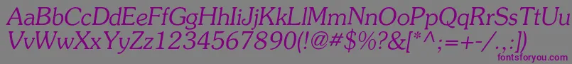 フォントAgpresquirecItalic – 紫色のフォント、灰色の背景