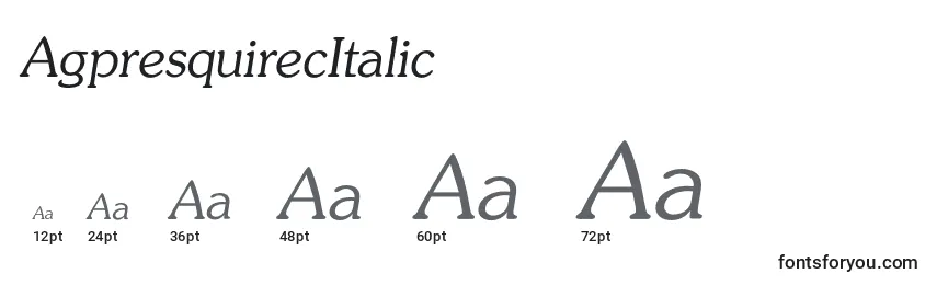 Размеры шрифта AgpresquirecItalic