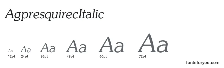 Tamanhos de fonte AgpresquirecItalic