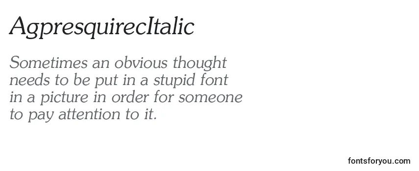 フォントAgpresquirecItalic