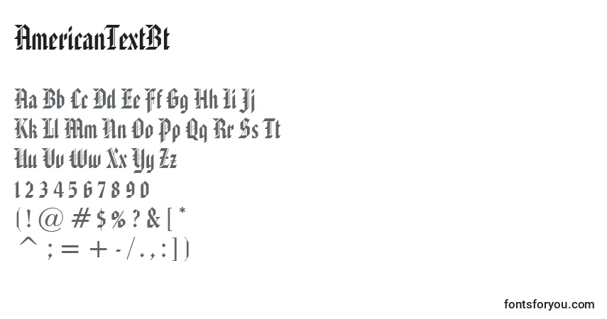 AmericanTextBt-fontti – aakkoset, numerot, erikoismerkit