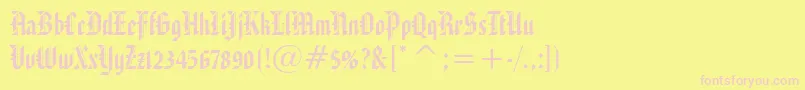 AmericanTextBt-fontti – vaaleanpunaiset fontit keltaisella taustalla