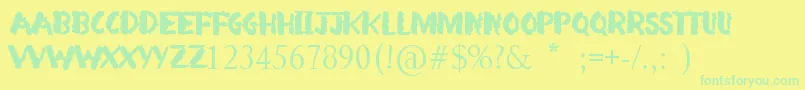 Fonte Arsonist – fontes verdes em um fundo amarelo