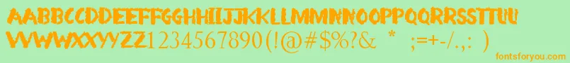Arsonist-Schriftart – Orangefarbene Schriften auf grünem Hintergrund
