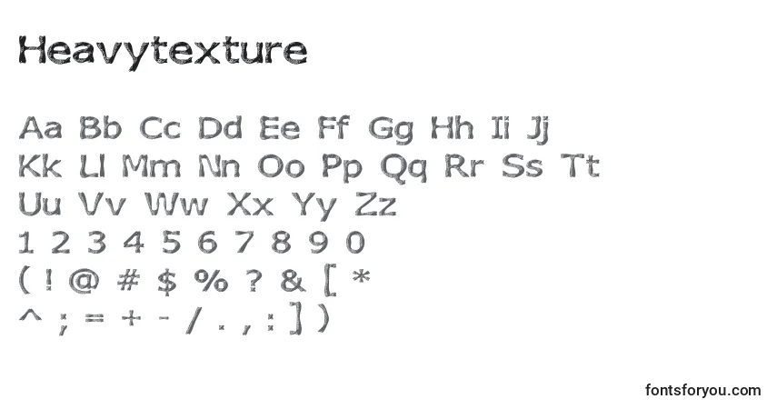 Schriftart Heavytexture – Alphabet, Zahlen, spezielle Symbole