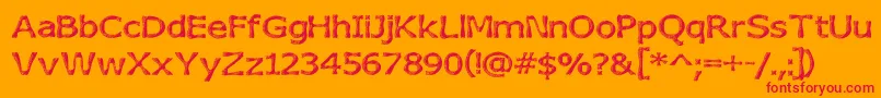 Czcionka Heavytexture – czerwone czcionki na pomarańczowym tle