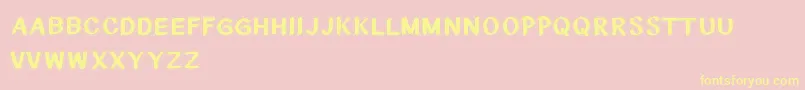 CfnationalstitchesRegular-Schriftart – Gelbe Schriften auf rosa Hintergrund