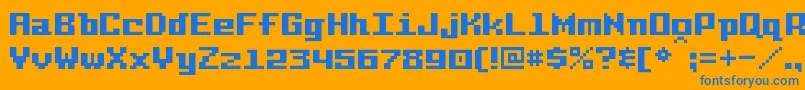 PixelIntv Font – Blue Fonts on Orange Background