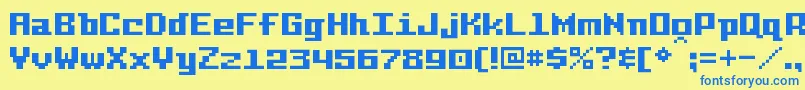 PixelIntv Font – Blue Fonts on Yellow Background