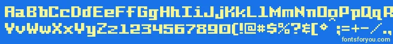 PixelIntv Font – Yellow Fonts on Blue Background