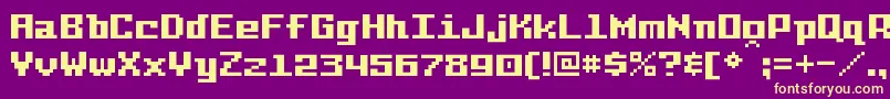 Weitere Informationen zur PixelIntv-Schriftart PixelIntv-Schriftart – Gelbe Schriften auf violettem Hintergrund