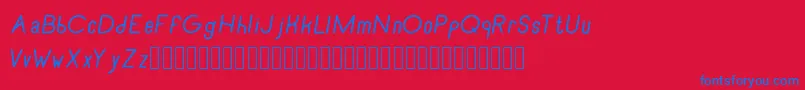 Fonte RecinosscriptItalic – fontes azuis em um fundo vermelho