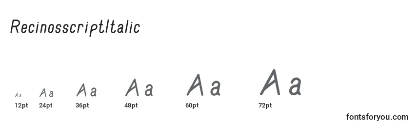 Размеры шрифта RecinosscriptItalic