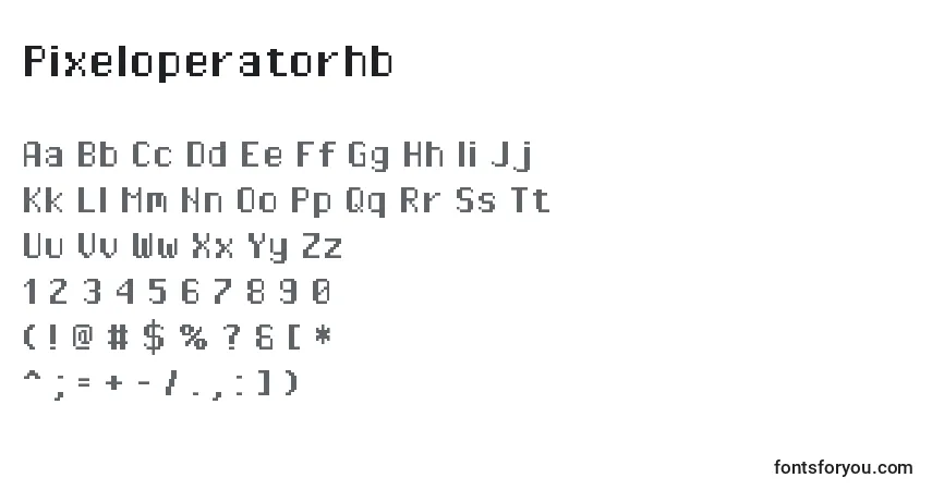 Pixeloperatorhb-fontti – aakkoset, numerot, erikoismerkit