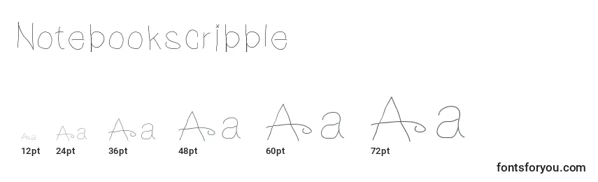 Размеры шрифта Notebookscribble
