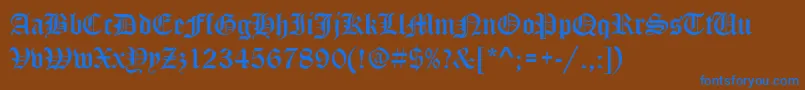 StOldEnglish-Schriftart – Blaue Schriften auf braunem Hintergrund