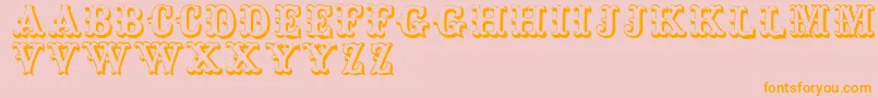 Toskanischeegyptienneinitialen-Schriftart – Orangefarbene Schriften auf rosa Hintergrund