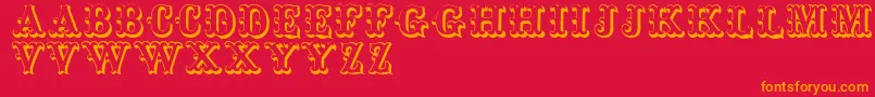 Toskanischeegyptienneinitialen Font – Orange Fonts on Red Background