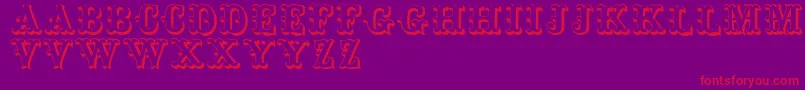 Toskanischeegyptienneinitialen-Schriftart – Rote Schriften auf violettem Hintergrund