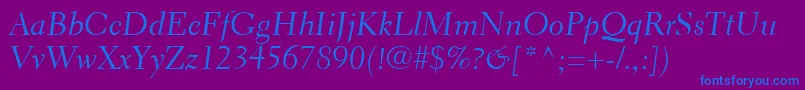 フォントElectraLtCursive – 紫色の背景に青い文字