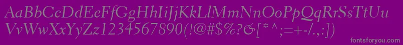 Weitere Informationen zur ElectraLtCursive-Schriftart ElectraLtCursive-Schriftart – Graue Schriften auf violettem Hintergrund