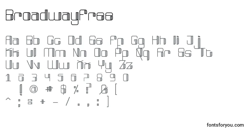 Czcionka BroadwayFree (117640) – alfabet, cyfry, specjalne znaki