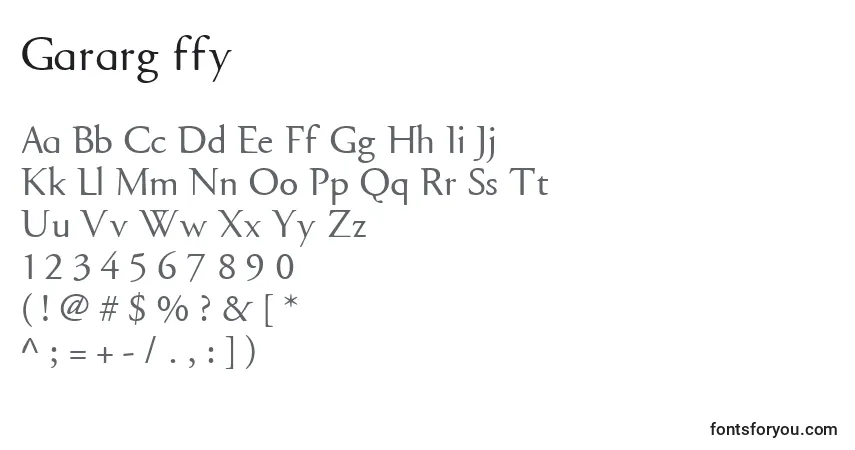 Czcionka Gararg ffy – alfabet, cyfry, specjalne znaki