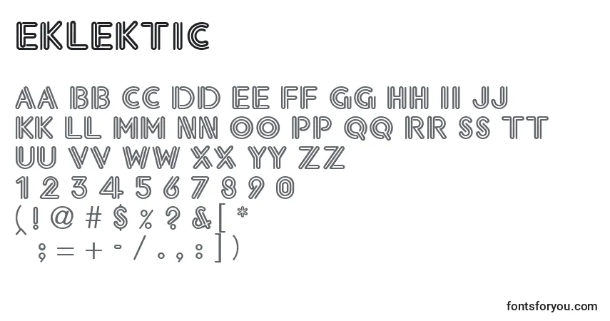 Шрифт Eklektic – алфавит, цифры, специальные символы