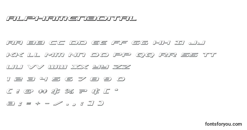 Шрифт Alphamen3Dital – алфавит, цифры, специальные символы