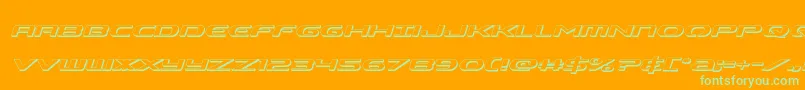Alphamen3Dital-Schriftart – Grüne Schriften auf orangefarbenem Hintergrund