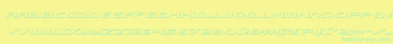 Czcionka Alphamen3Dital – zielone czcionki na żółtym tle