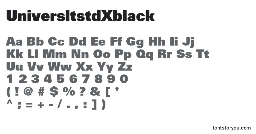 Шрифт UniversltstdXblack – алфавит, цифры, специальные символы
