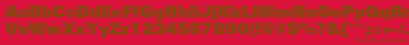 Fonte UniversltstdXblack – fontes marrons em um fundo vermelho