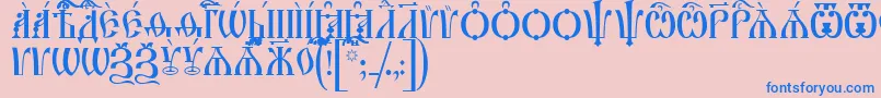 IrmologionCapsIeucs Font – Blue Fonts on Pink Background