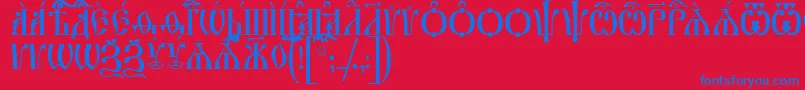 フォントIrmologionCapsIeucs – 赤い背景に青い文字