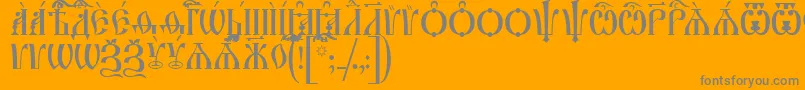 Weitere Informationen zur IrmologionCapsIeucs-Schriftart IrmologionCapsIeucs-Schriftart – Graue Schriften auf orangefarbenem Hintergrund