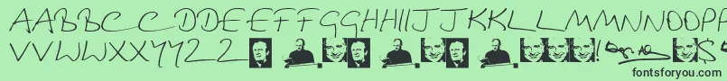 DouglasAdamsHand Font – Black Fonts on Green Background