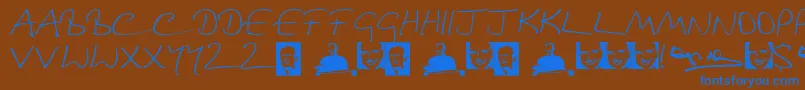 DouglasAdamsHand Font – Blue Fonts on Brown Background